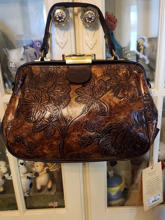 Patricia Nash Handbags - Patricia Nash Brown Embossed Floral Leather Satchel